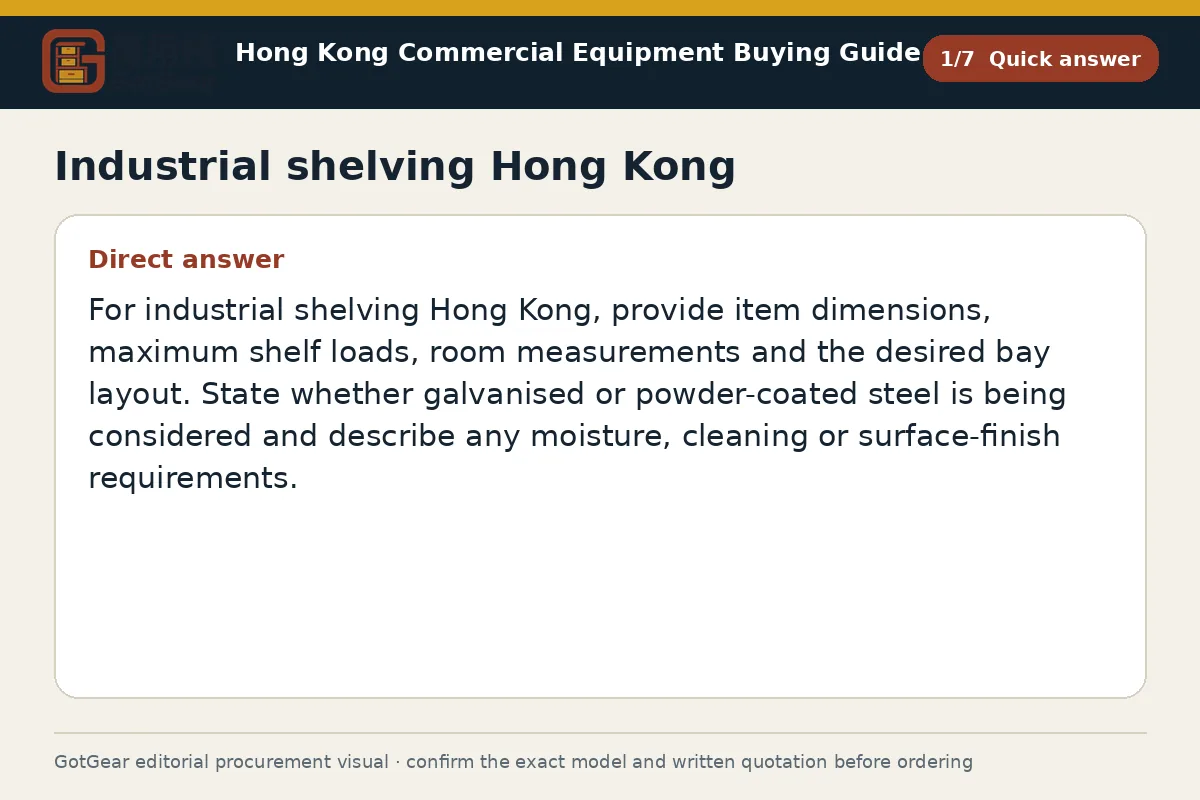 GotGear quick answer procurement diagram for industrial shelving Hong Kong
