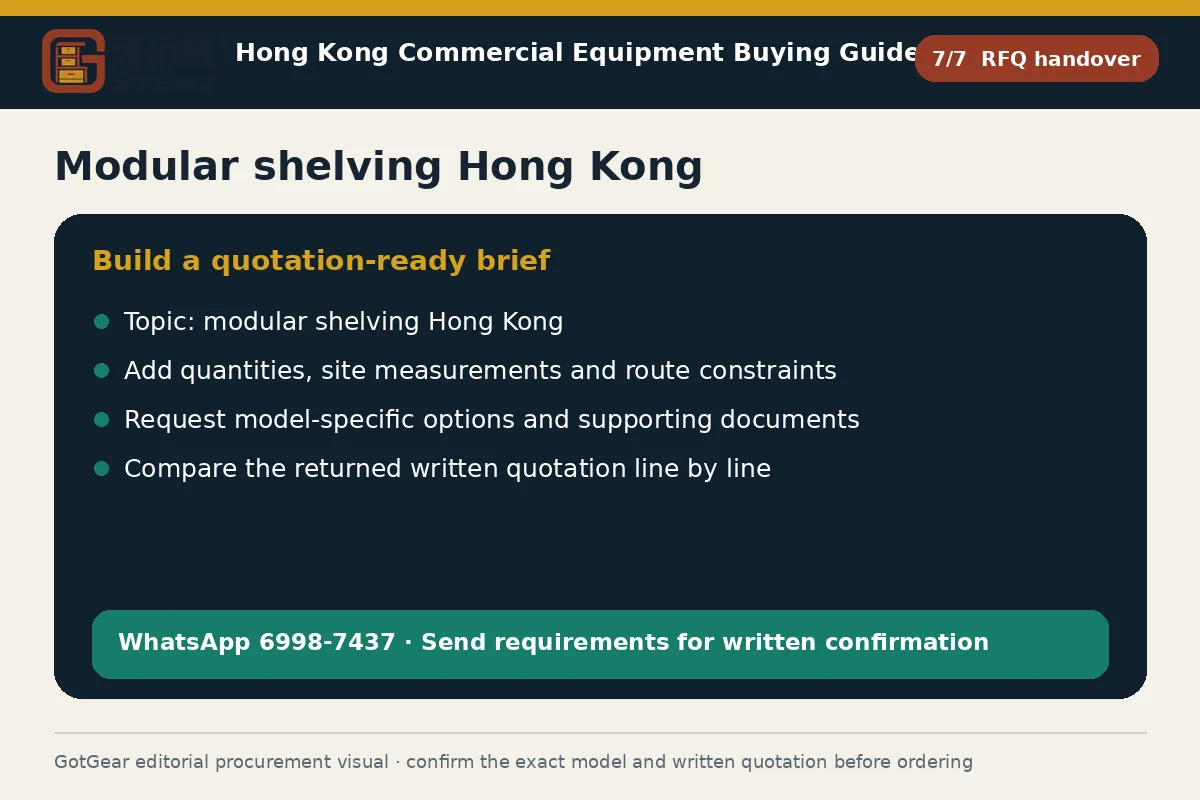 GotGear rfq handover procurement diagram for modular shelving Hong Kong