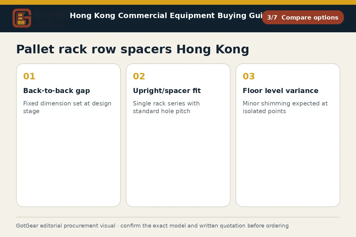 GotGear compare options procurement diagram for pallet rack row spacers Hong Kong