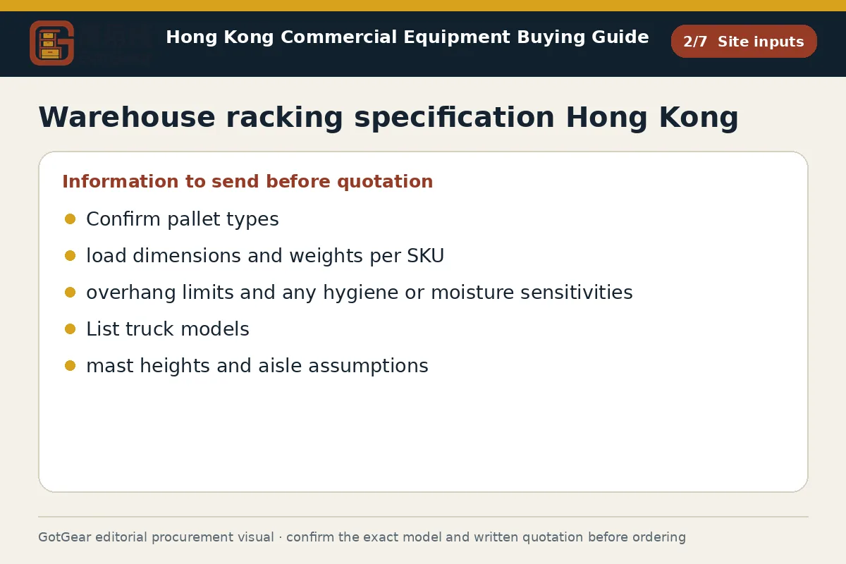 GotGear site inputs procurement diagram for warehouse racking specification Hong Kong