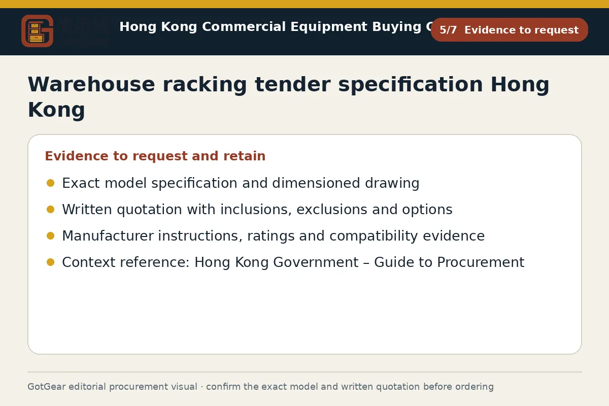 GotGear evidence to request procurement diagram for warehouse racking tender specification Hong Kong