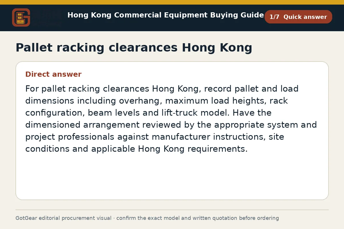 GotGear quick answer procurement diagram for pallet racking clearances Hong Kong