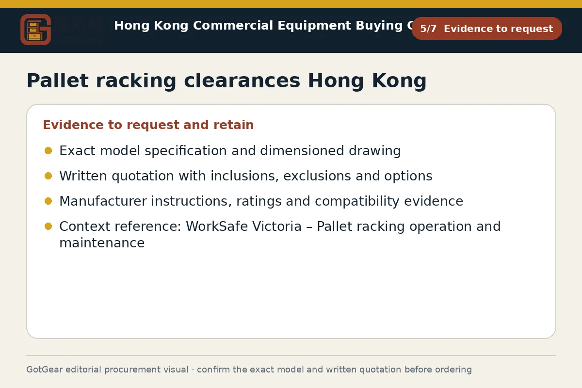 GotGear evidence to request procurement diagram for pallet racking clearances Hong Kong