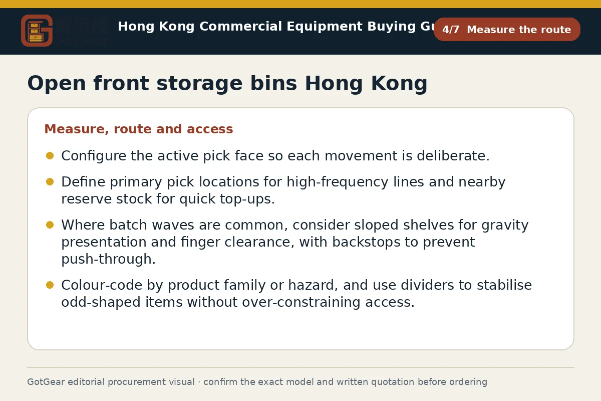 GotGear measure the route procurement diagram for open front storage bins Hong Kong