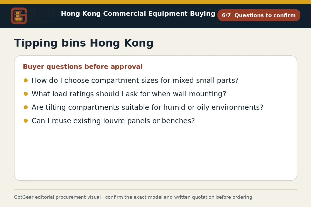 GotGear questions to confirm procurement diagram for tipping bins Hong Kong