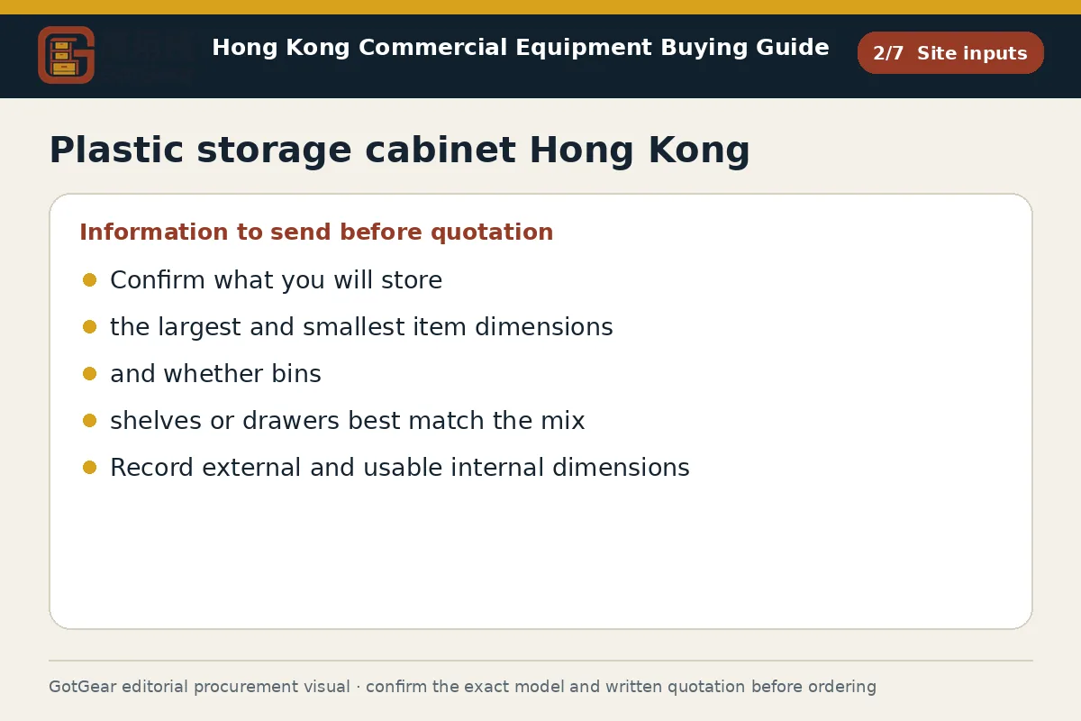GotGear site inputs procurement diagram for plastic storage cabinet Hong Kong