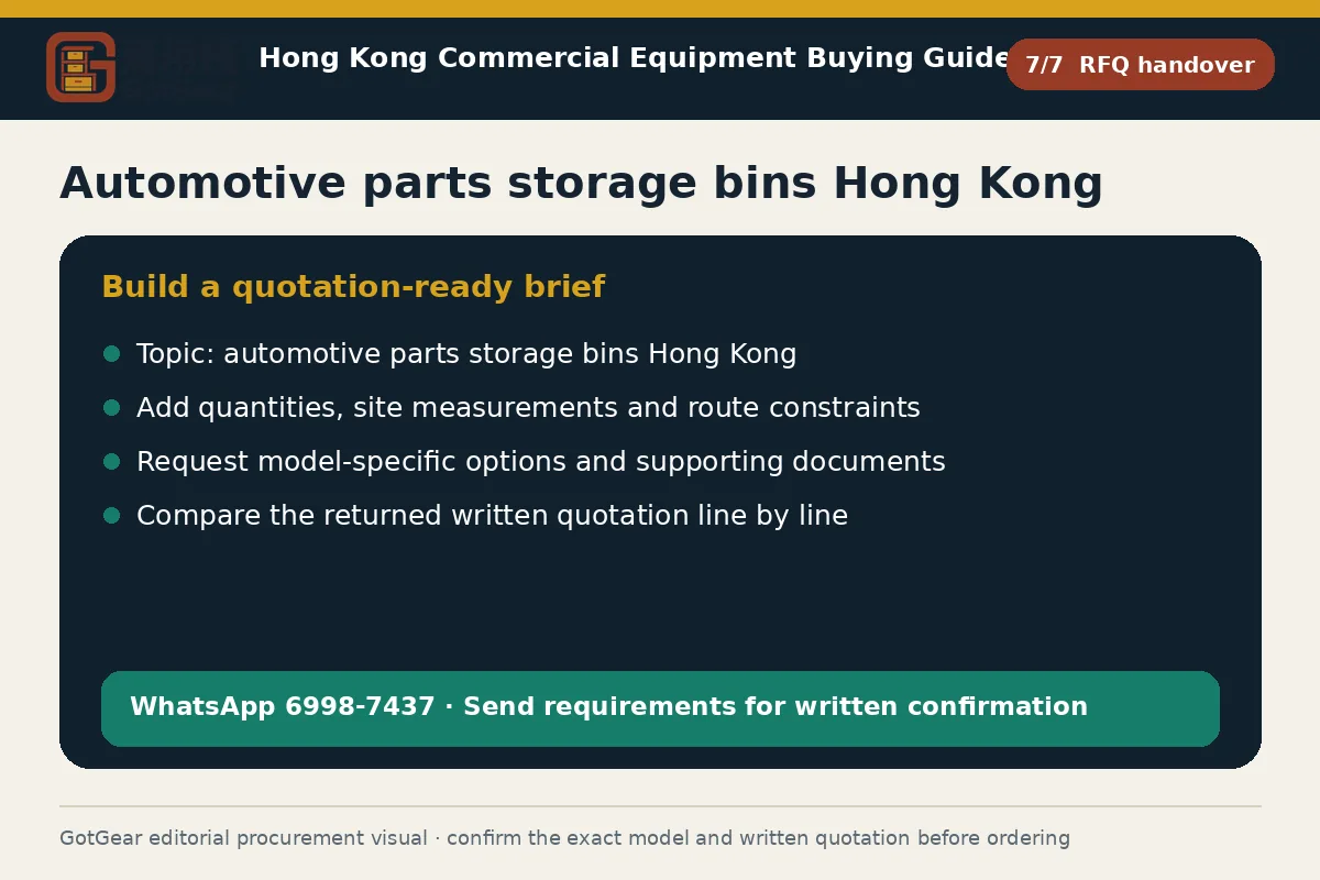 GotGear rfq handover procurement diagram for automotive parts storage bins Hong Kong