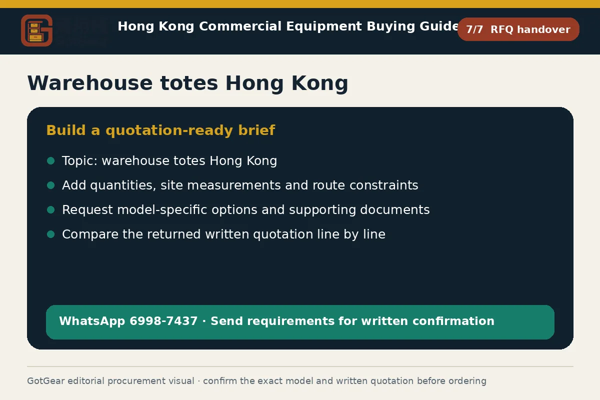 GotGear rfq handover procurement diagram for warehouse totes Hong Kong