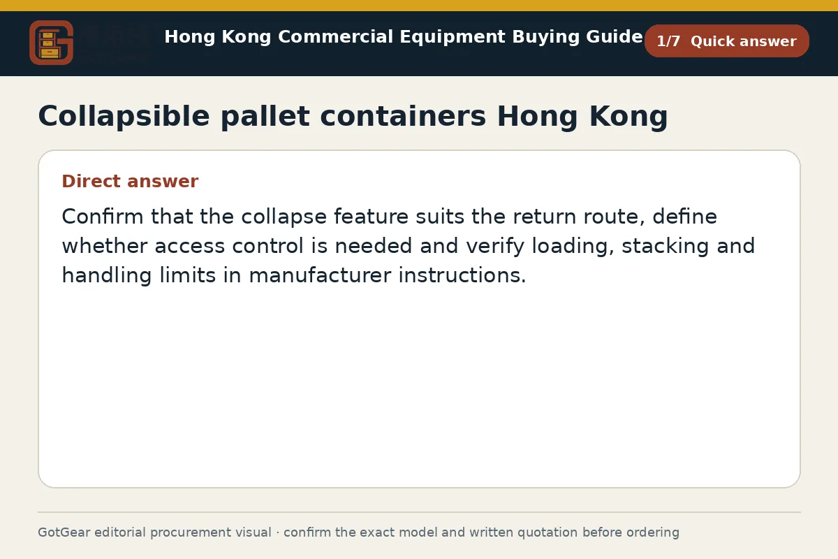 GotGear quick answer procurement diagram for collapsible pallet containers Hong Kong