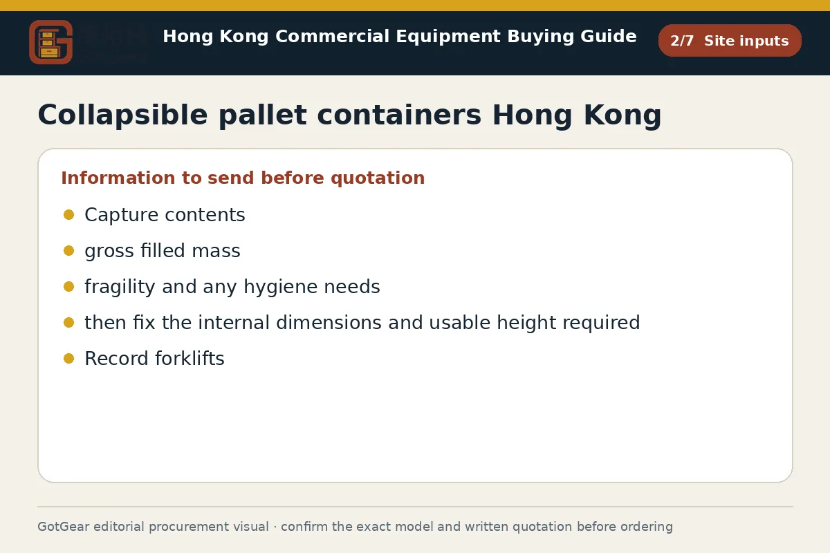 GotGear site inputs procurement diagram for collapsible pallet containers Hong Kong