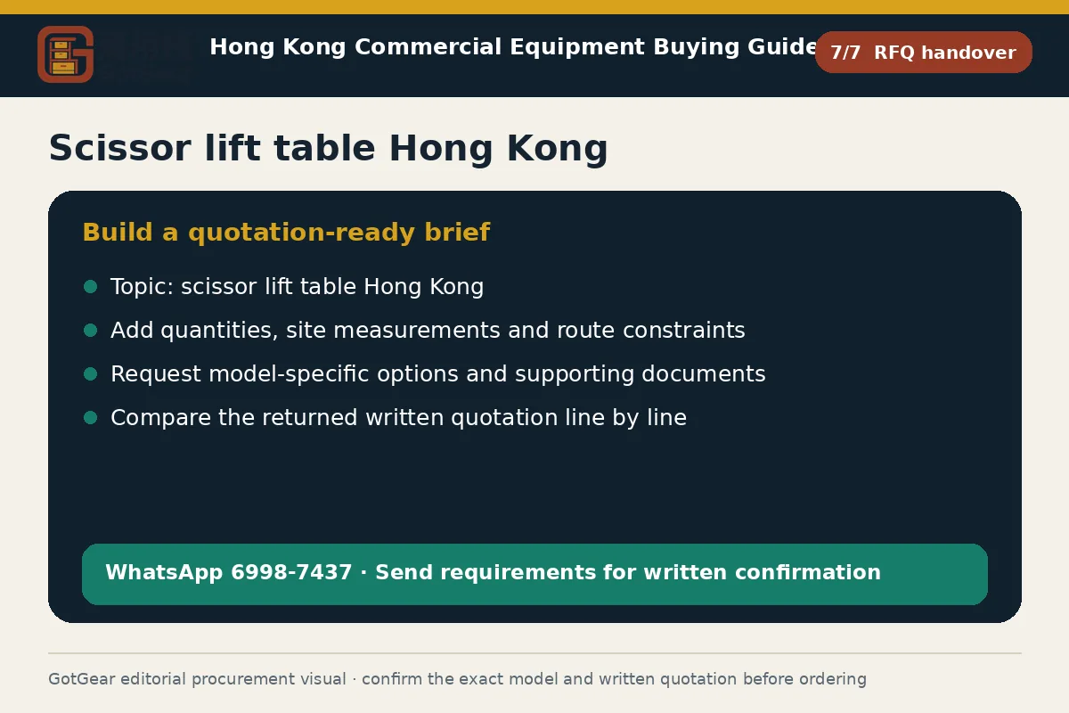 GotGear rfq handover procurement diagram for scissor lift table Hong Kong