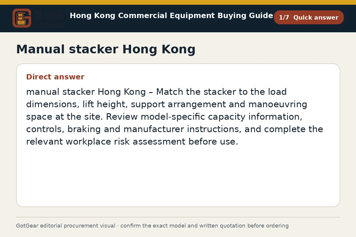 GotGear quick answer procurement diagram for manual stacker Hong Kong