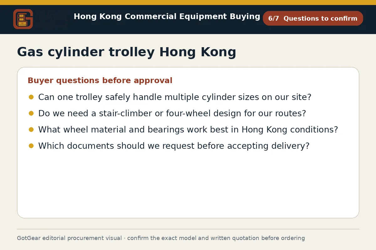 GotGear questions to confirm procurement diagram for gas cylinder trolley Hong Kong
