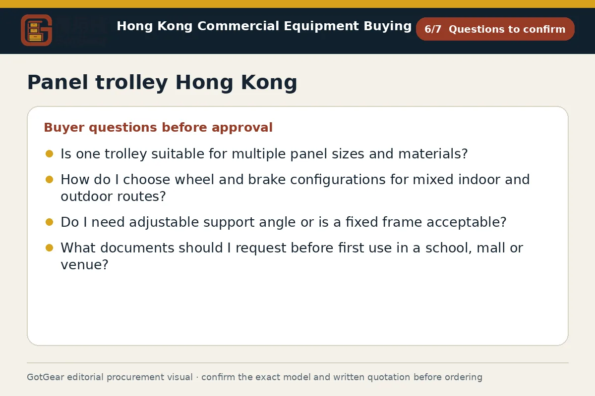 GotGear questions to confirm procurement diagram for panel trolley Hong Kong