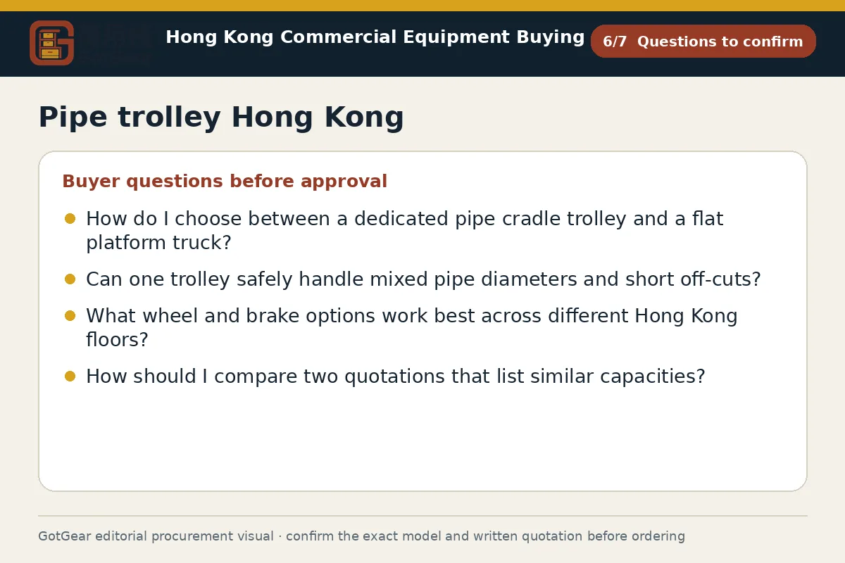GotGear questions to confirm procurement diagram for pipe trolley Hong Kong