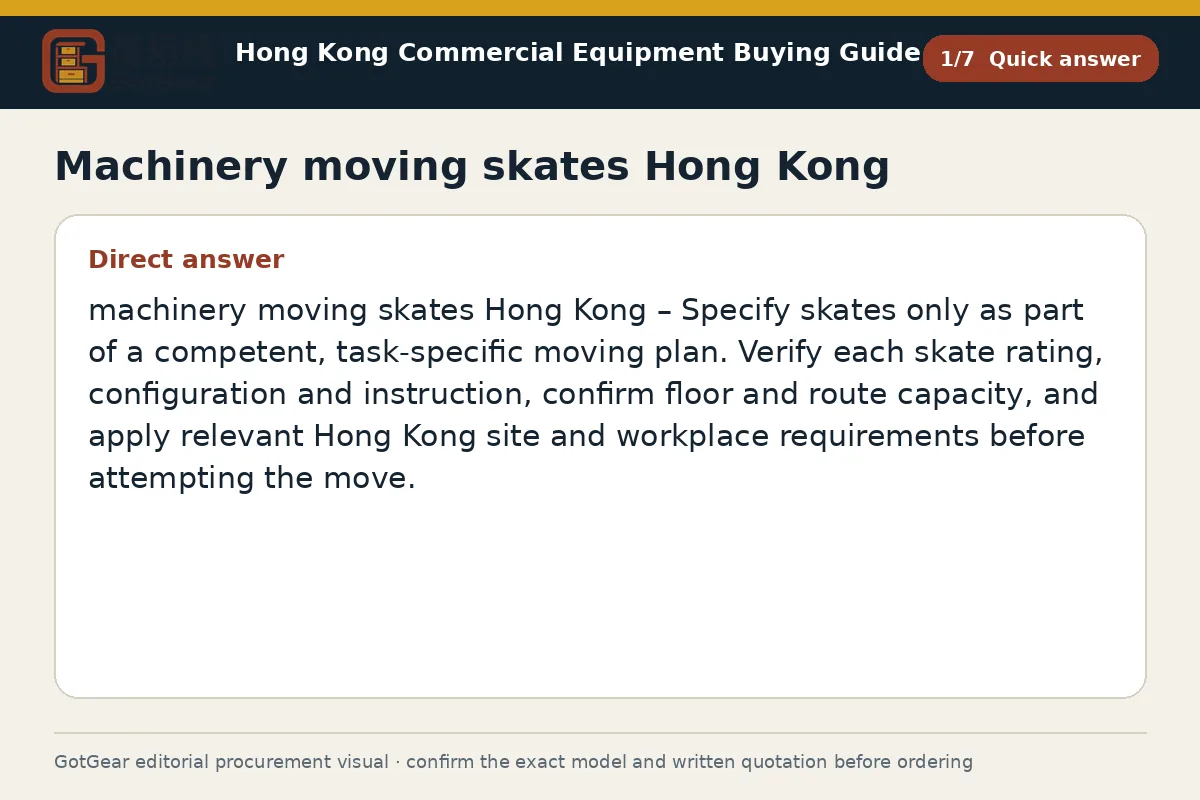 GotGear quick answer procurement diagram for machinery moving skates Hong Kong