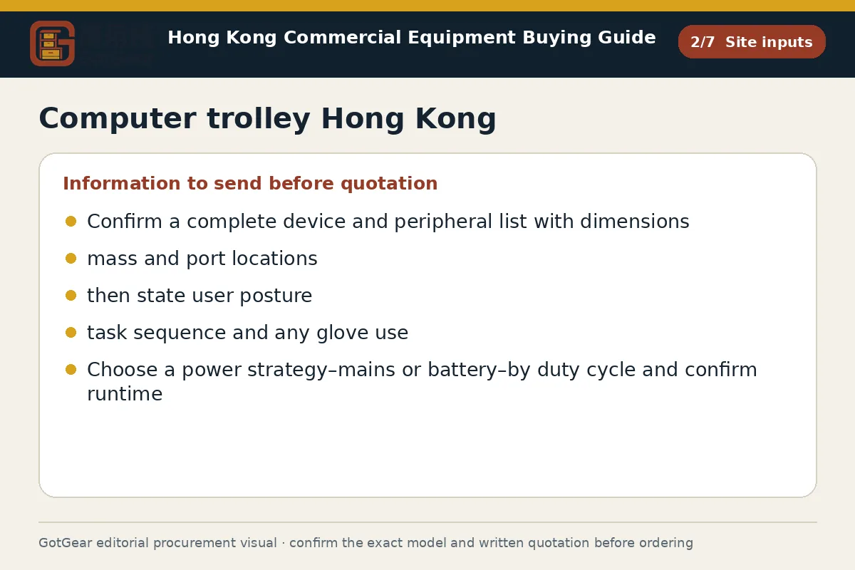 GotGear site inputs procurement diagram for computer trolley Hong Kong