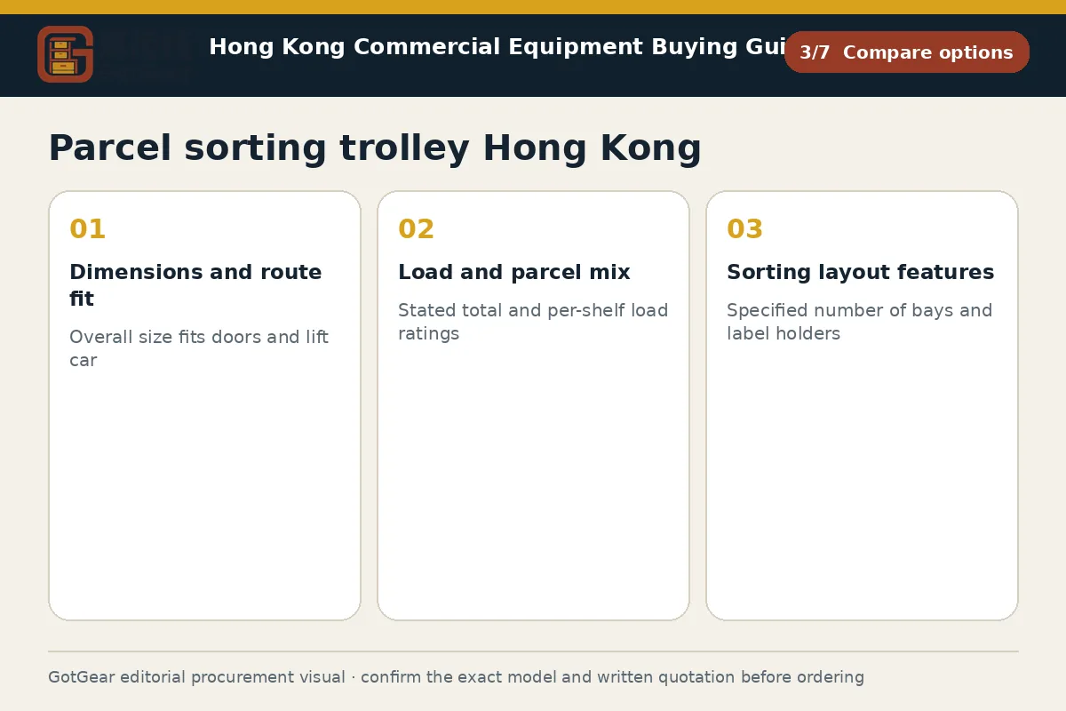 GotGear compare options procurement diagram for parcel sorting trolley Hong Kong