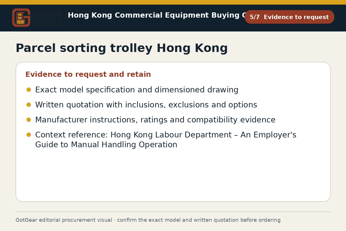 GotGear evidence to request procurement diagram for parcel sorting trolley Hong Kong
