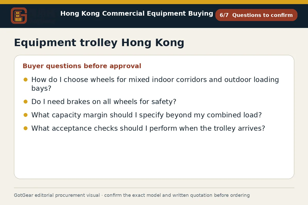 GotGear questions to confirm procurement diagram for equipment trolley Hong Kong