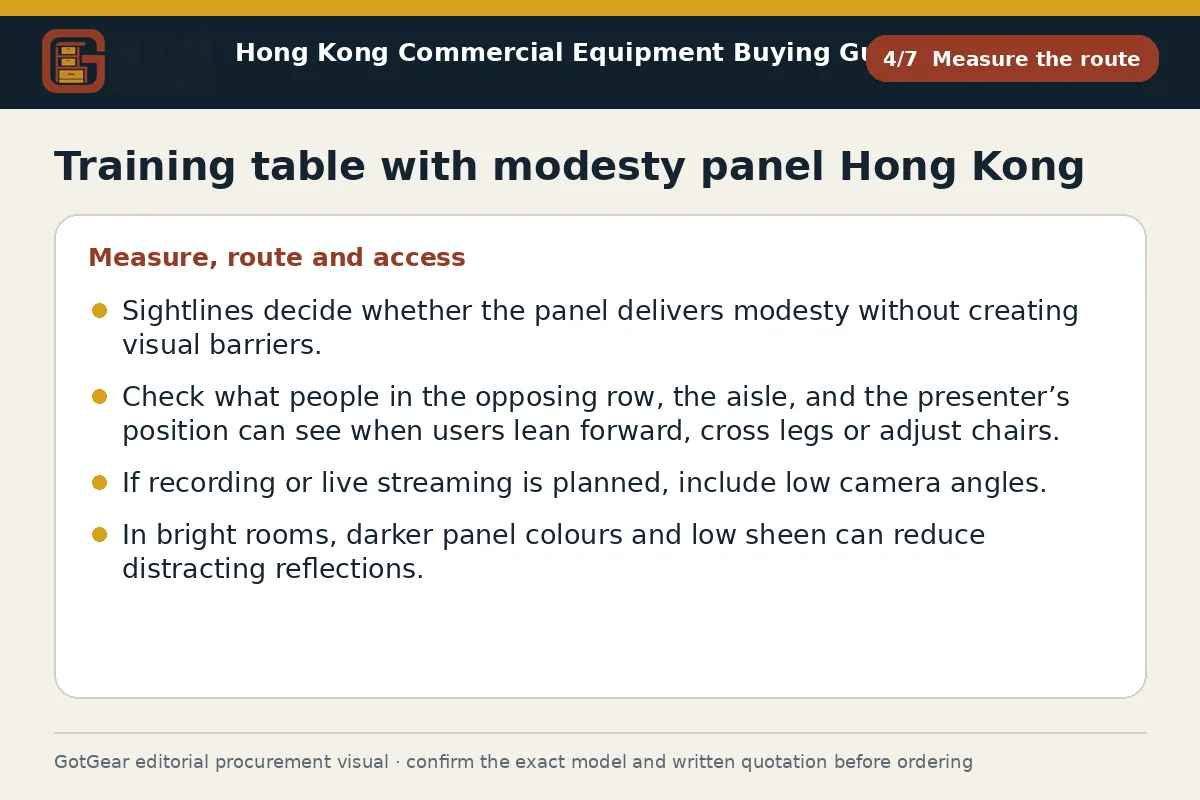 GotGear measure the route procurement diagram for training table with modesty panel Hong Kong