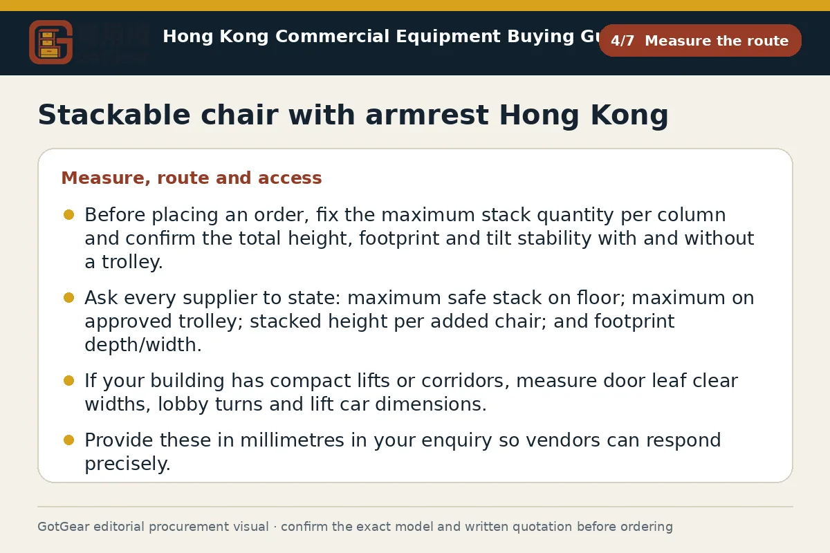 GotGear measure the route procurement diagram for stackable chair with armrest Hong Kong