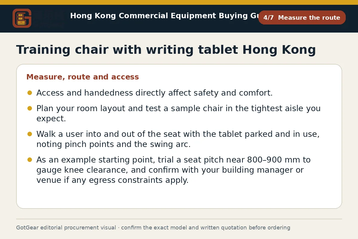 GotGear measure the route procurement diagram for training chair with writing tablet Hong Kong
