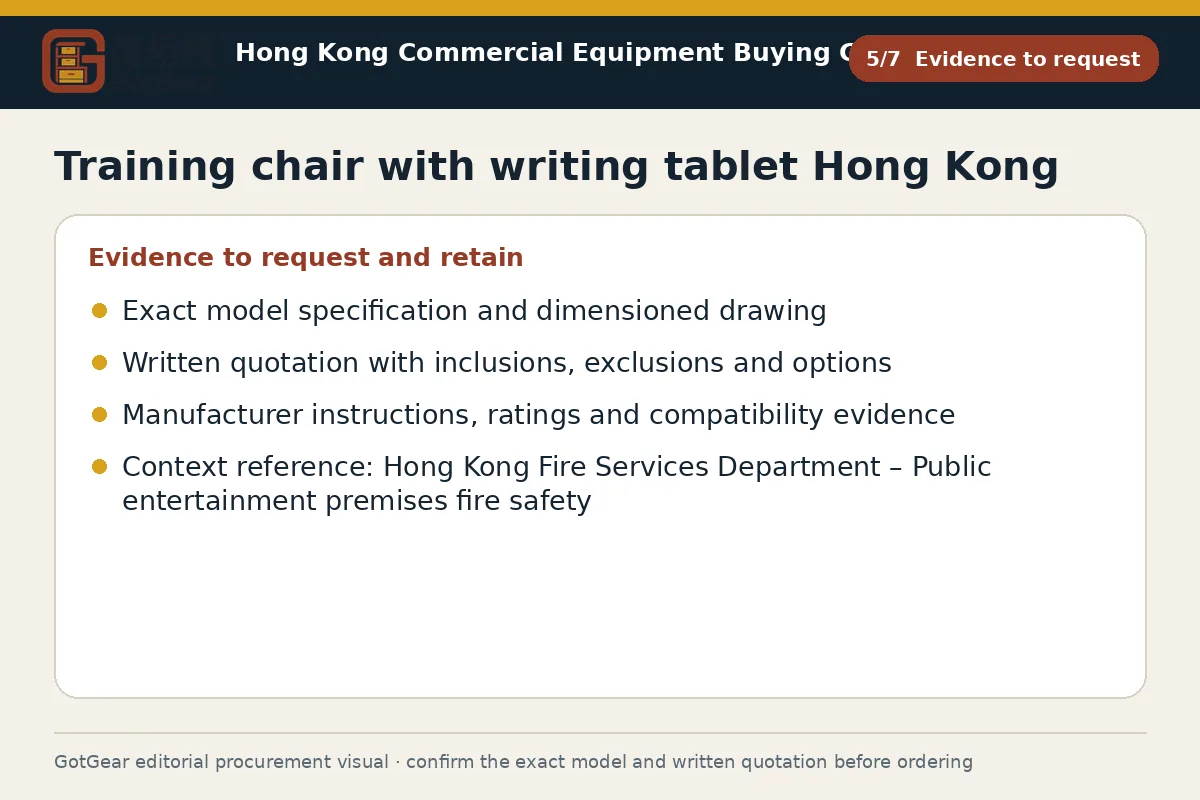GotGear evidence to request procurement diagram for training chair with writing tablet Hong Kong