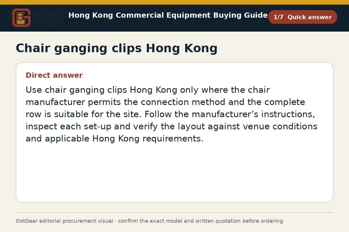 GotGear quick answer procurement diagram for chair ganging clips Hong Kong