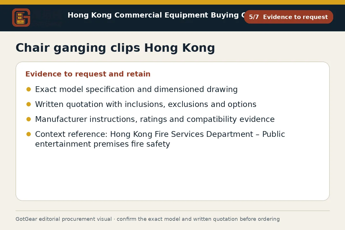 GotGear evidence to request procurement diagram for chair ganging clips Hong Kong