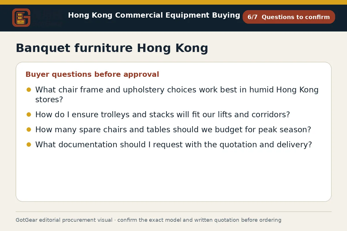 GotGear questions to confirm procurement diagram for banquet furniture Hong Kong