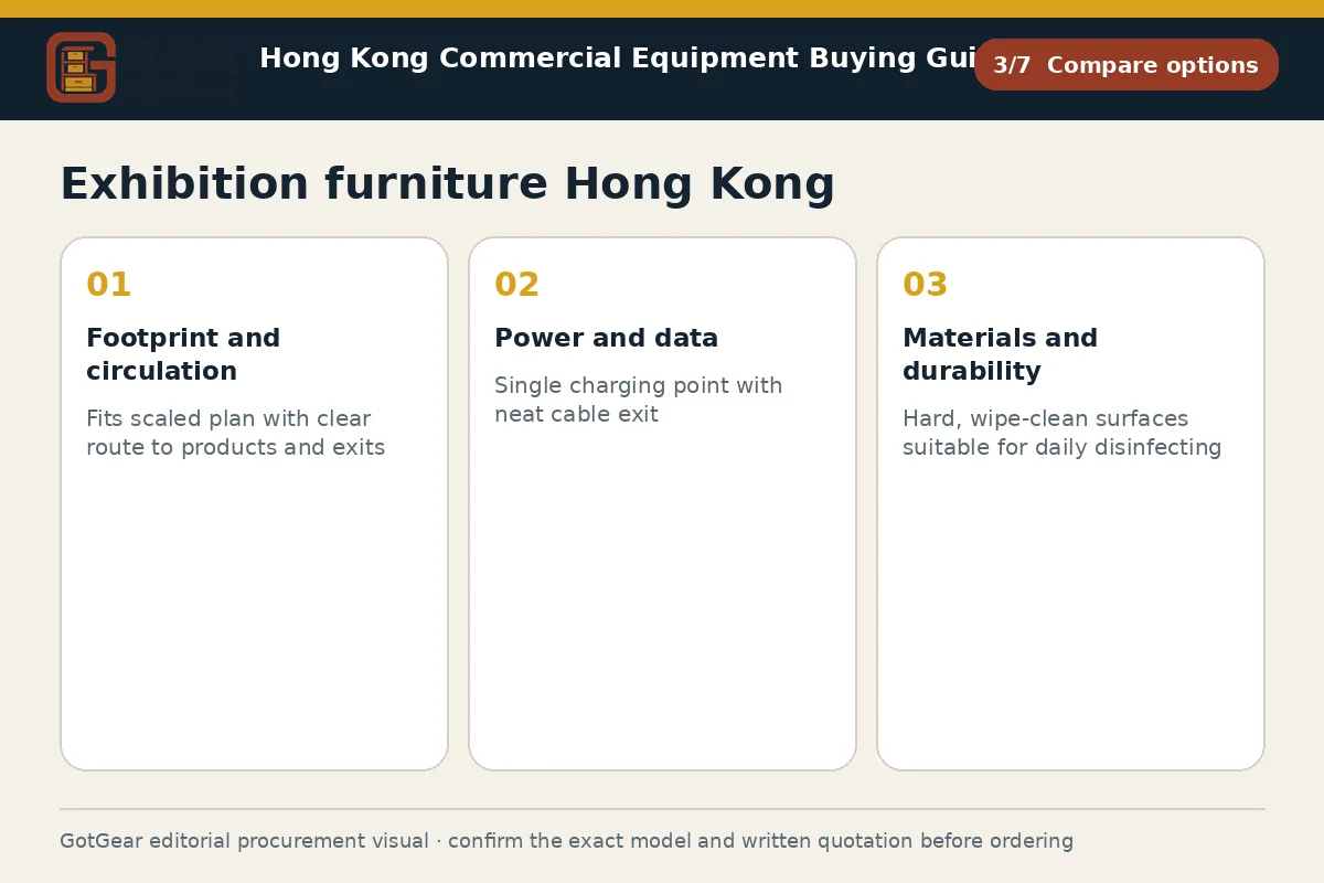 GotGear compare options procurement diagram for exhibition furniture Hong Kong