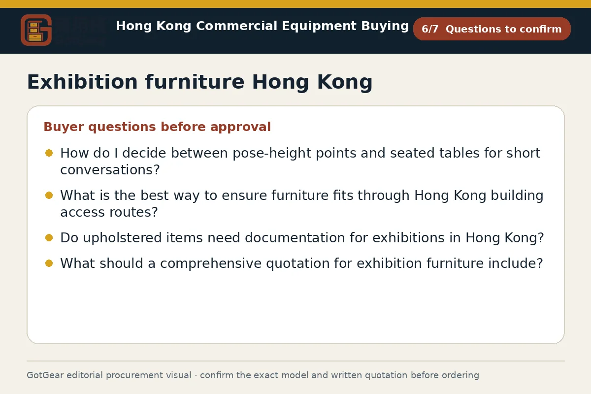 GotGear questions to confirm procurement diagram for exhibition furniture Hong Kong
