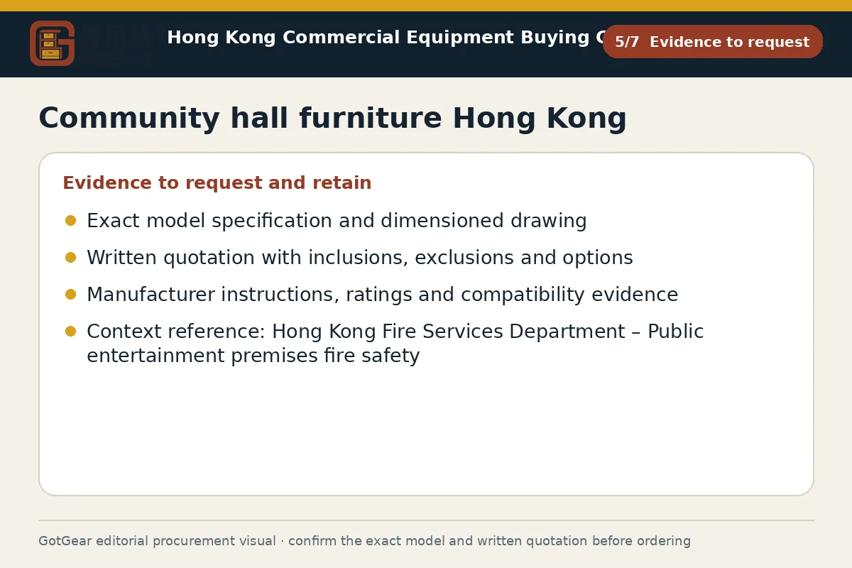 GotGear evidence to request procurement diagram for community hall furniture Hong Kong