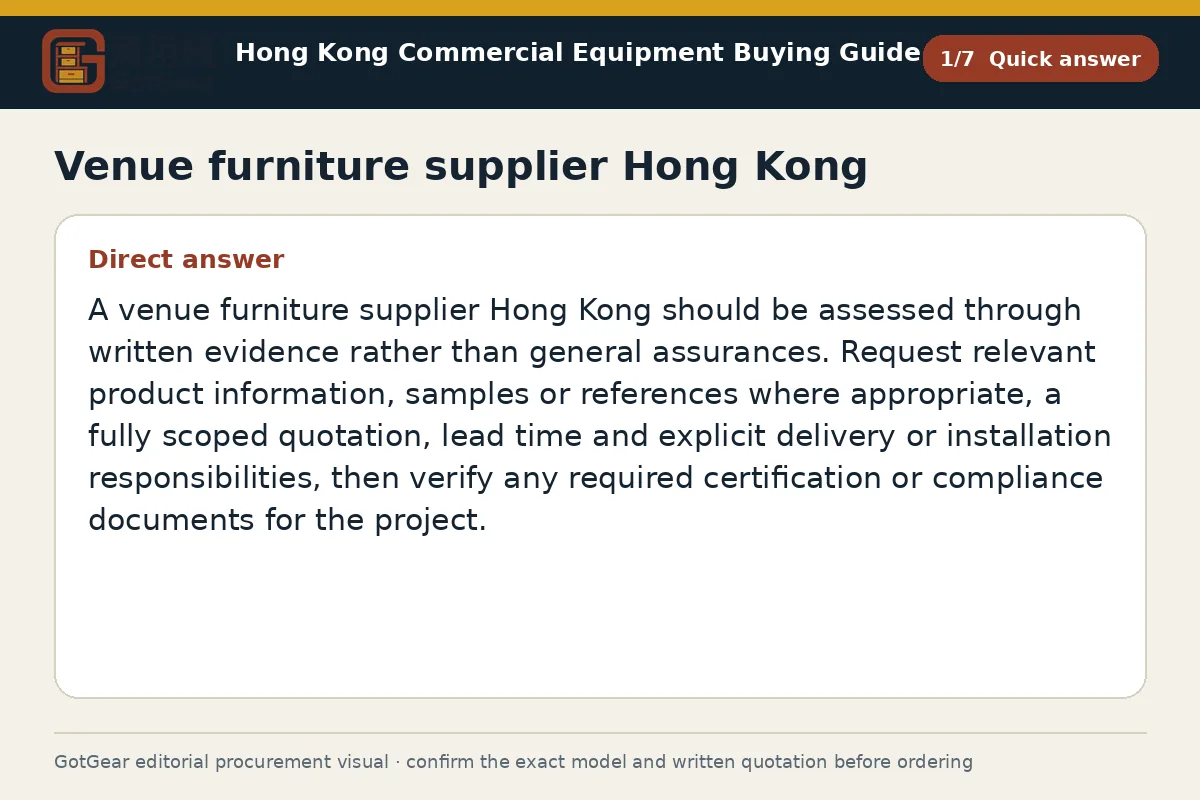 GotGear quick answer procurement diagram for venue furniture supplier Hong Kong