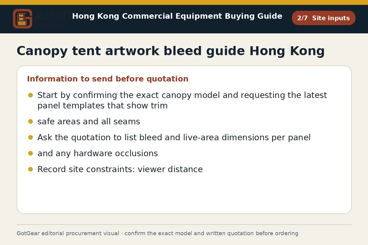 GotGear site inputs procurement diagram for canopy tent artwork bleed guide Hong Kong