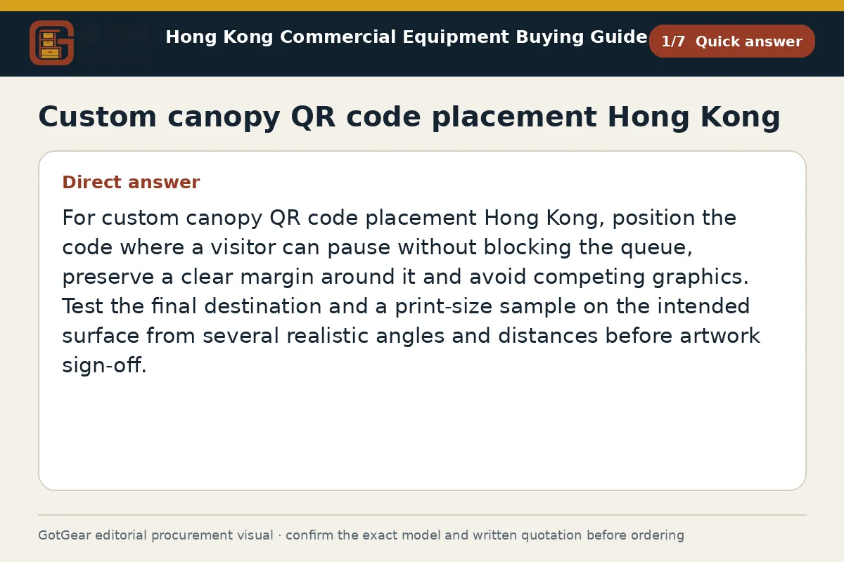 GotGear quick answer procurement diagram for custom canopy QR code placement Hong Kong