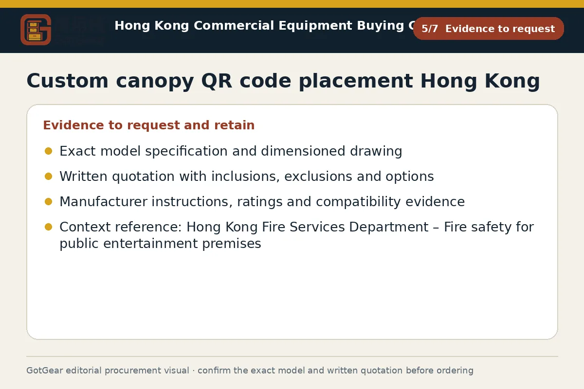 GotGear evidence to request procurement diagram for custom canopy QR code placement Hong Kong