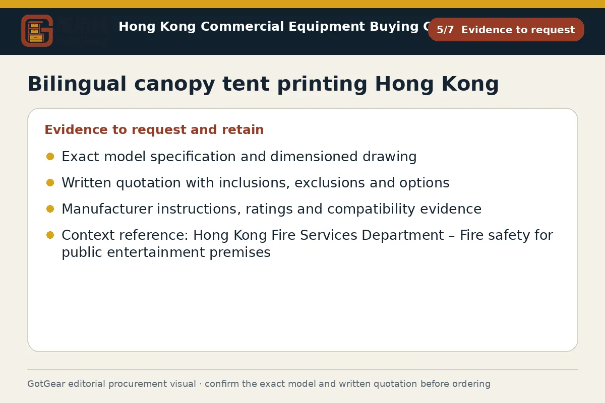 GotGear evidence to request procurement diagram for bilingual canopy tent printing Hong Kong