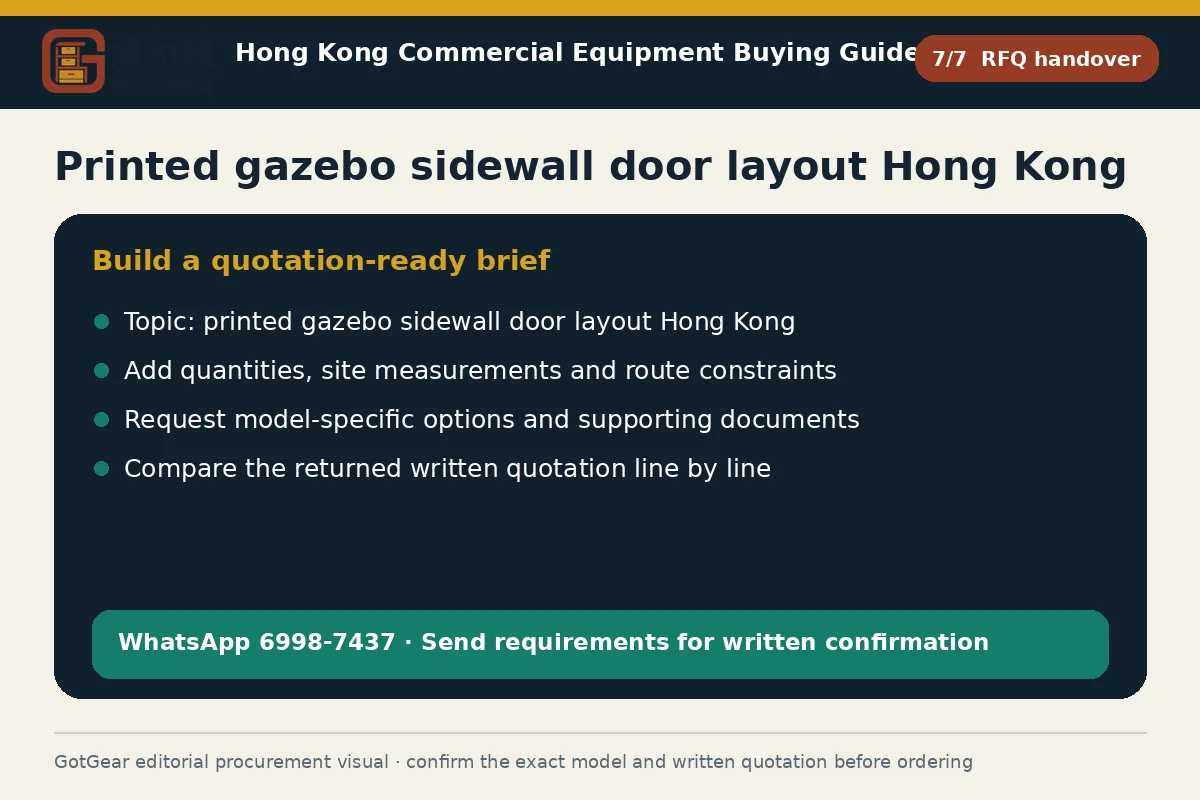 GotGear rfq handover procurement diagram for printed gazebo sidewall door layout Hong Kong
