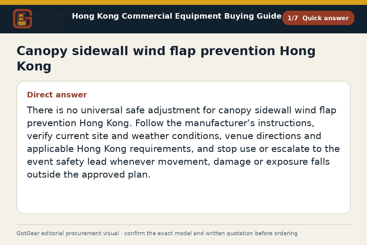 GotGear quick answer procurement diagram for canopy sidewall wind flap prevention Hong Kong
