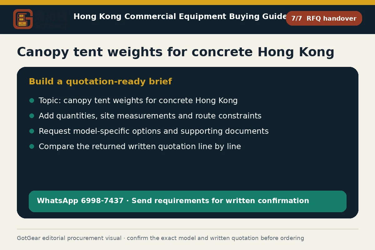 GotGear rfq handover procurement diagram for canopy tent weights for concrete Hong Kong