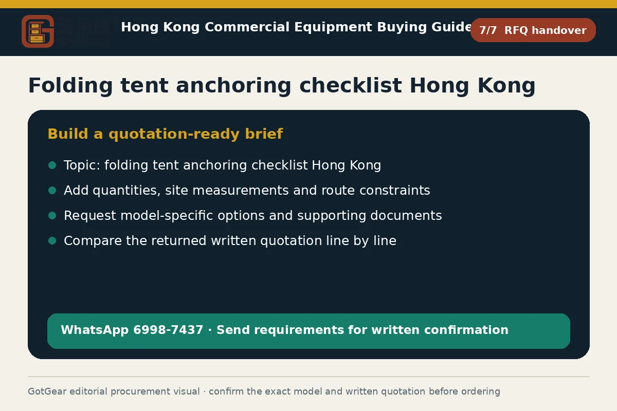 GotGear rfq handover procurement diagram for folding tent anchoring checklist Hong Kong