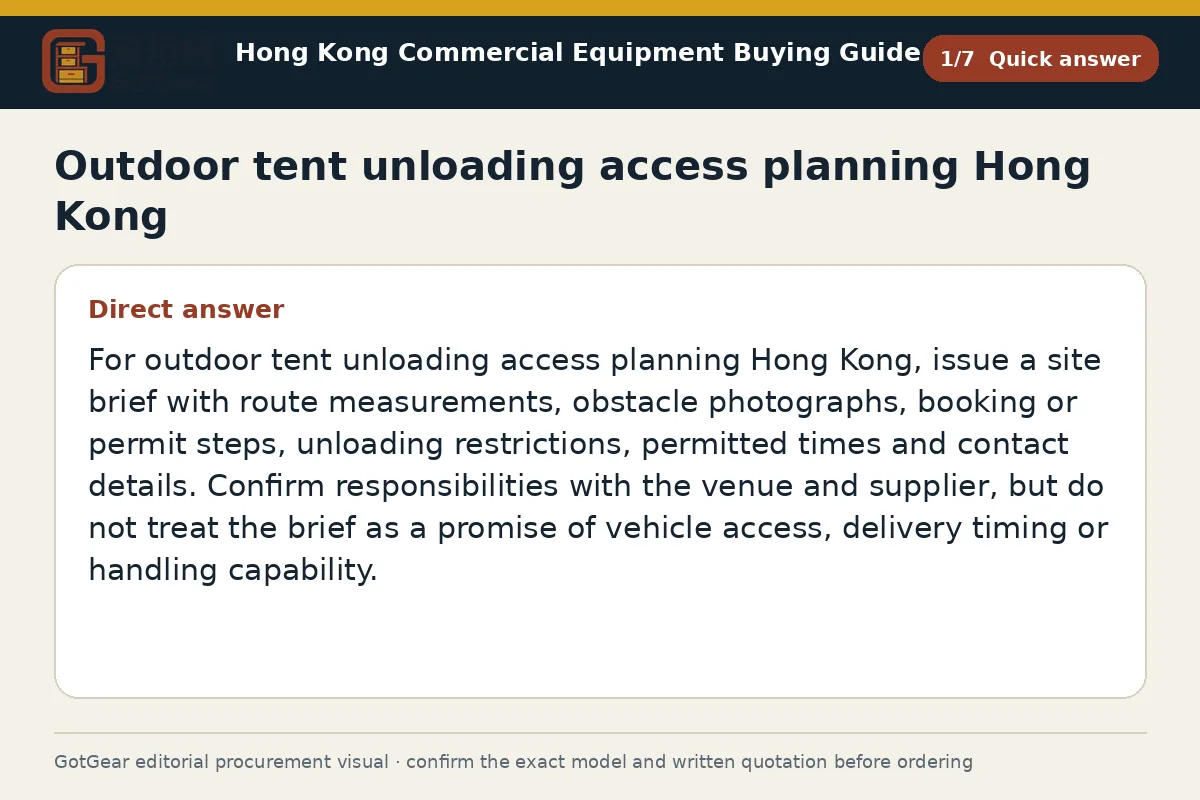 GotGear quick answer procurement diagram for outdoor tent unloading access planning Hong Kong