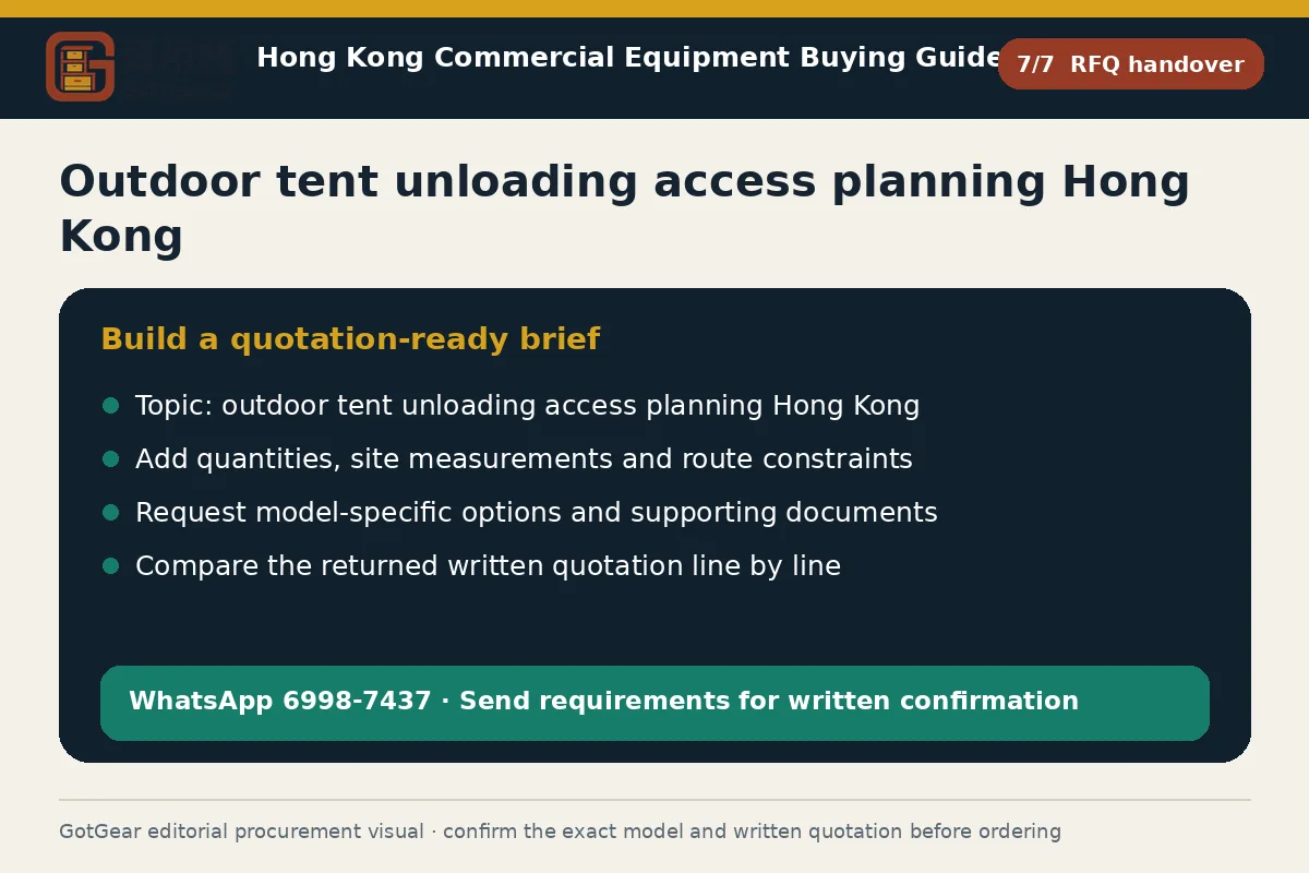 GotGear rfq handover procurement diagram for outdoor tent unloading access planning Hong Kong