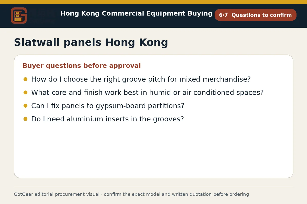 GotGear questions to confirm procurement diagram for slatwall panels Hong Kong