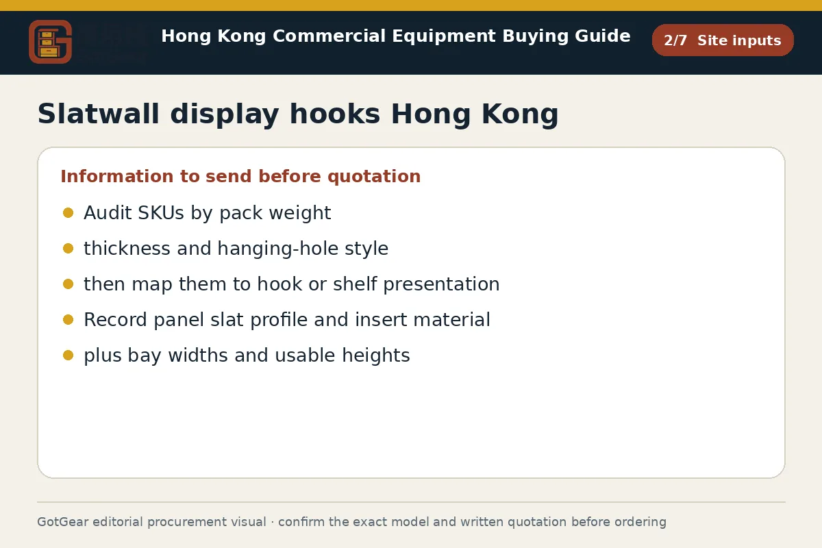 GotGear site inputs procurement diagram for slatwall display hooks Hong Kong