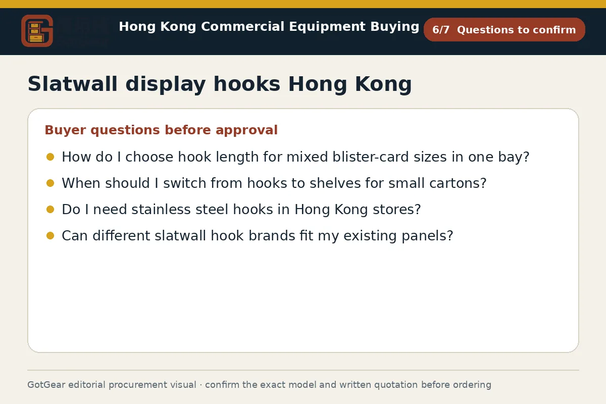 GotGear questions to confirm procurement diagram for slatwall display hooks Hong Kong