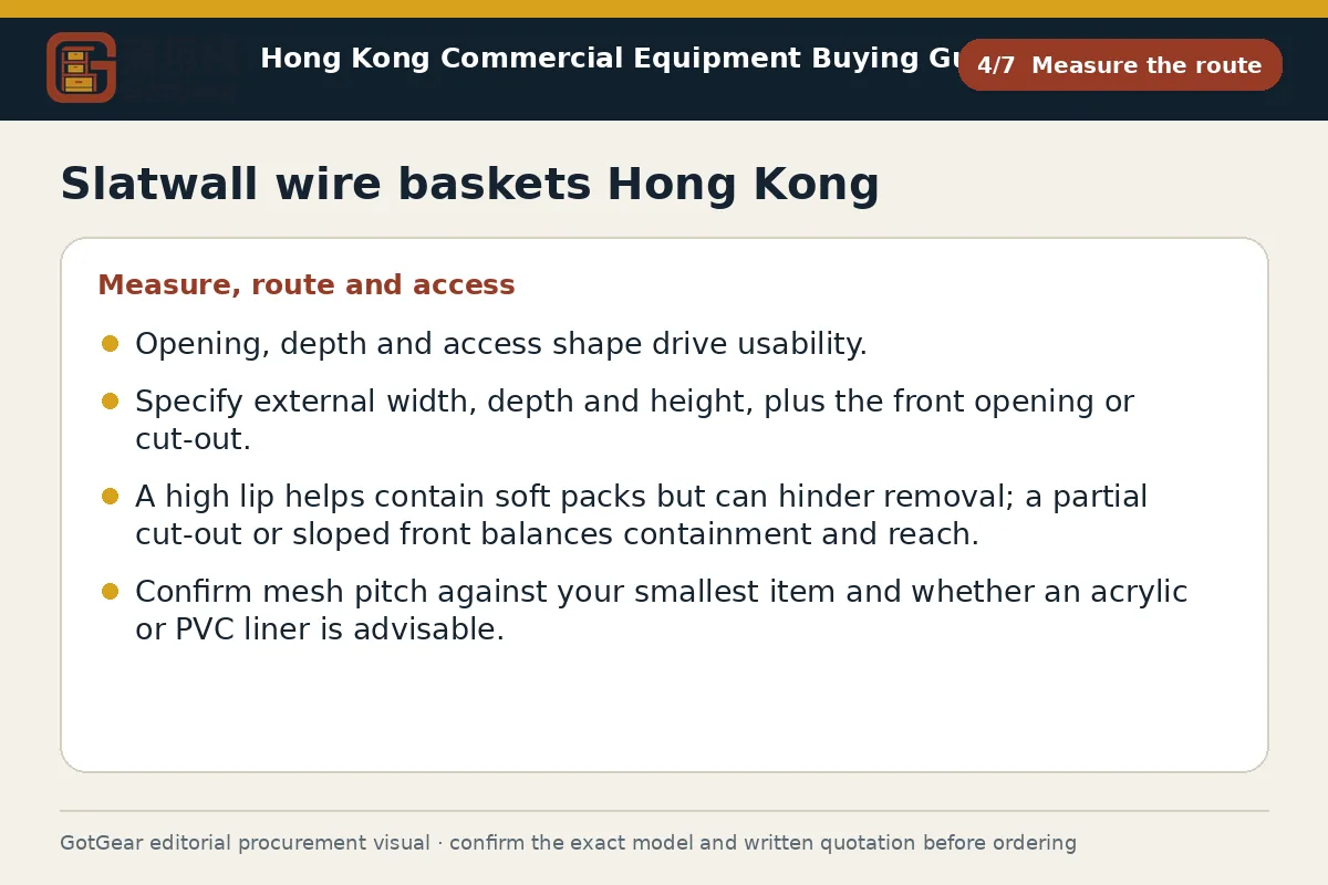 GotGear measure the route procurement diagram for slatwall wire baskets Hong Kong