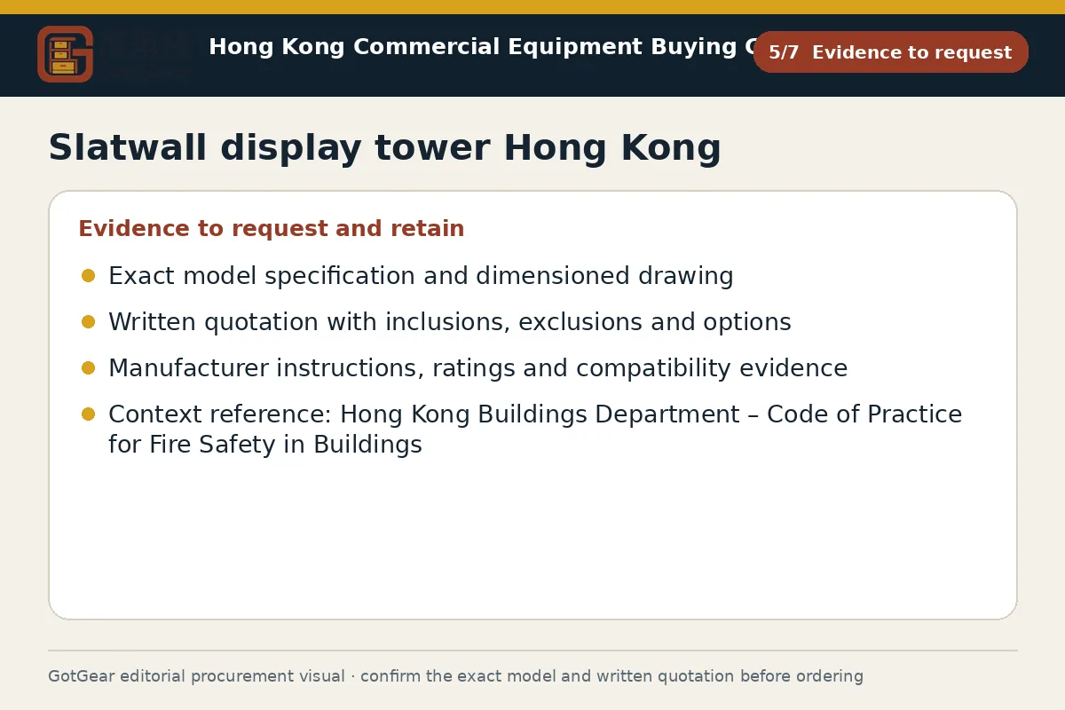 GotGear evidence to request procurement diagram for slatwall display tower Hong Kong